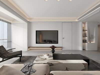 现代客厅3D模型下载